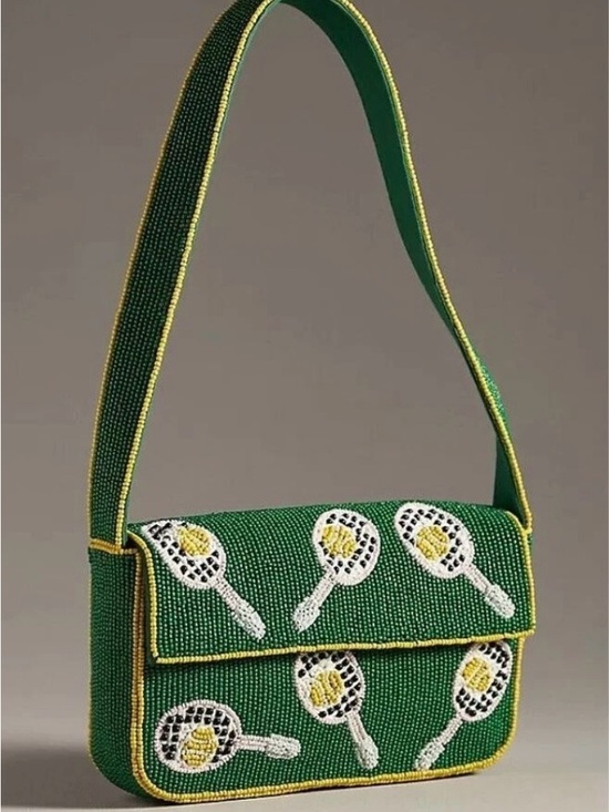 Anthropologie Handbags - Anthropologie Beaded Fiona Beaded Bag Tennis Green